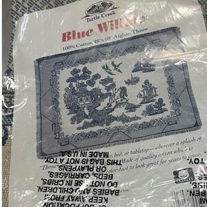 Turtle Creek Blue Willow Afghan Throw blanket 48 x 60‎ New in Pkg